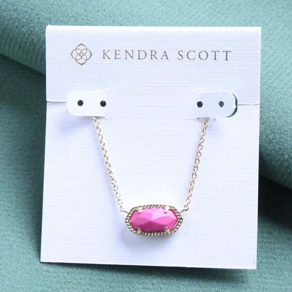 Kendra Scott Elisa Pendant Necklace Gold Pink Magnesite Chic Style Gift - Picture 1 of 2
